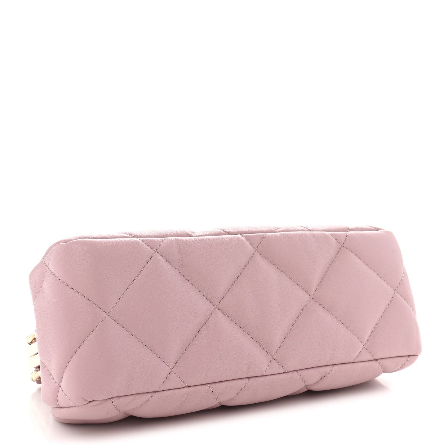 Lambskin Quilted Chain Frame Clutch Pink