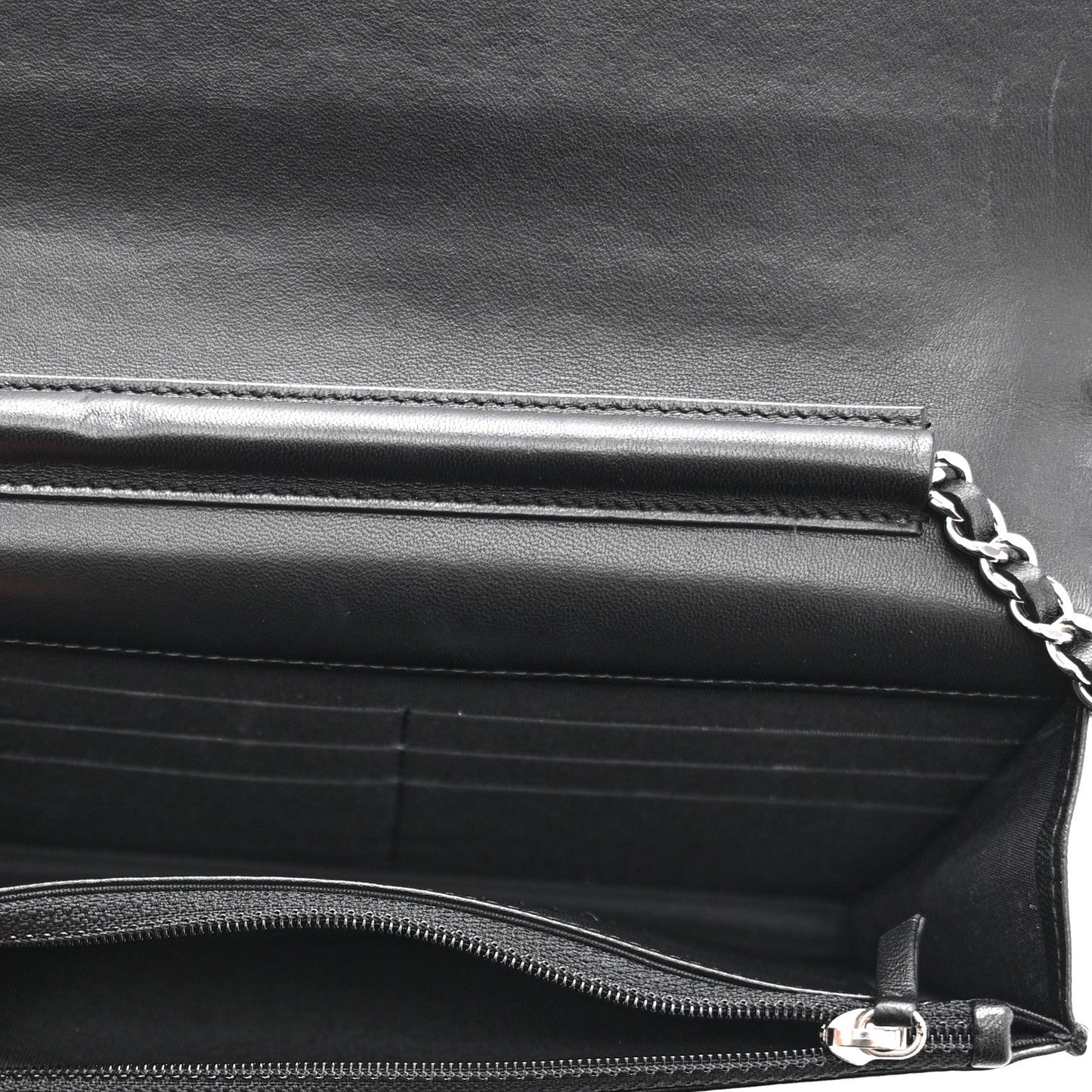 Printed Lambskin Airlines Wallet On Chain WOC White Blue Black