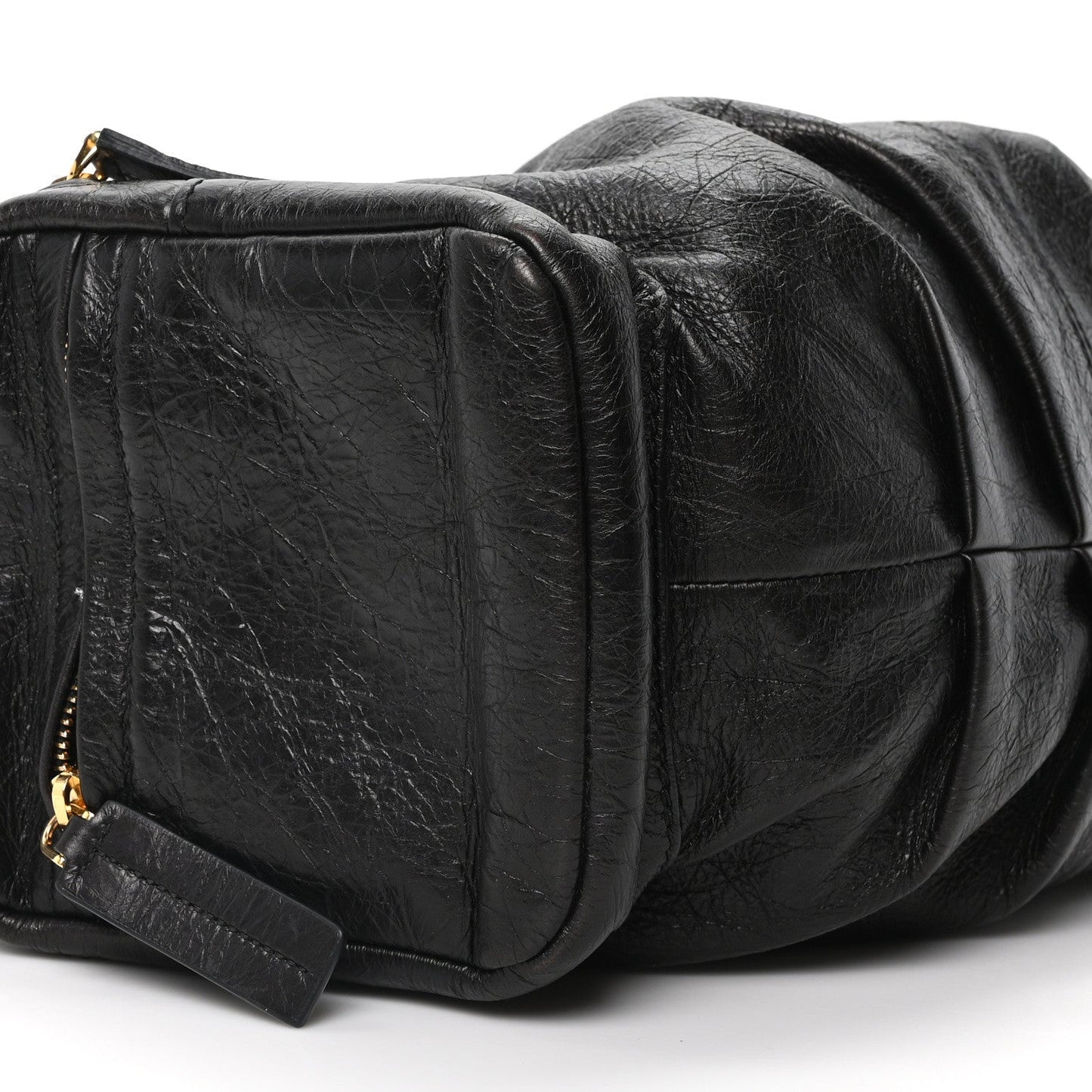 Crinkled Calfskin Large Grand Tour Multipocket Bag Black