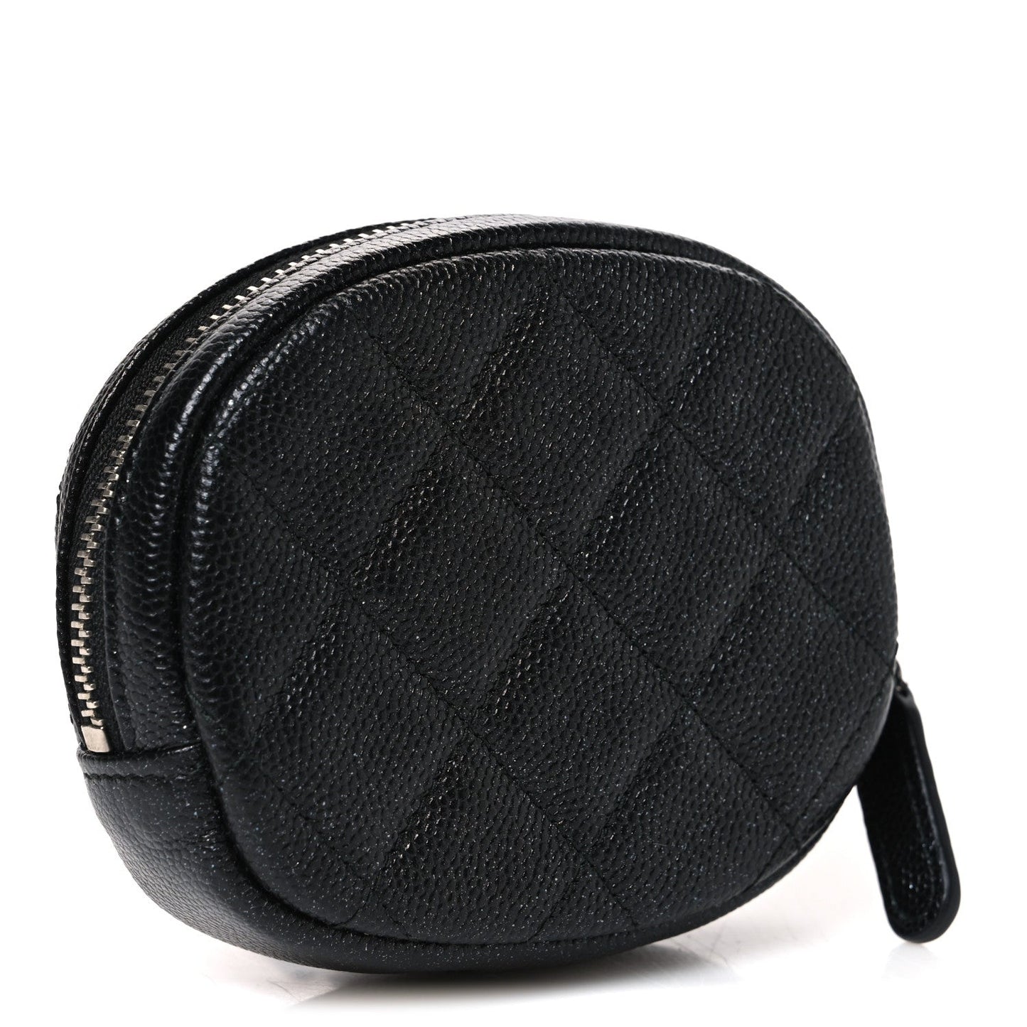 Iridescent Caviar Quilted Zip Around Classic Coin Purse Black
