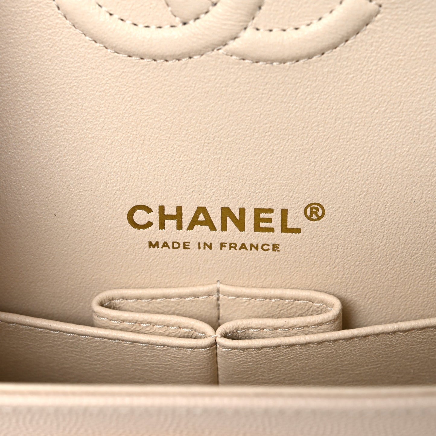 Caviar Quilted Small Double Flap Light Beige