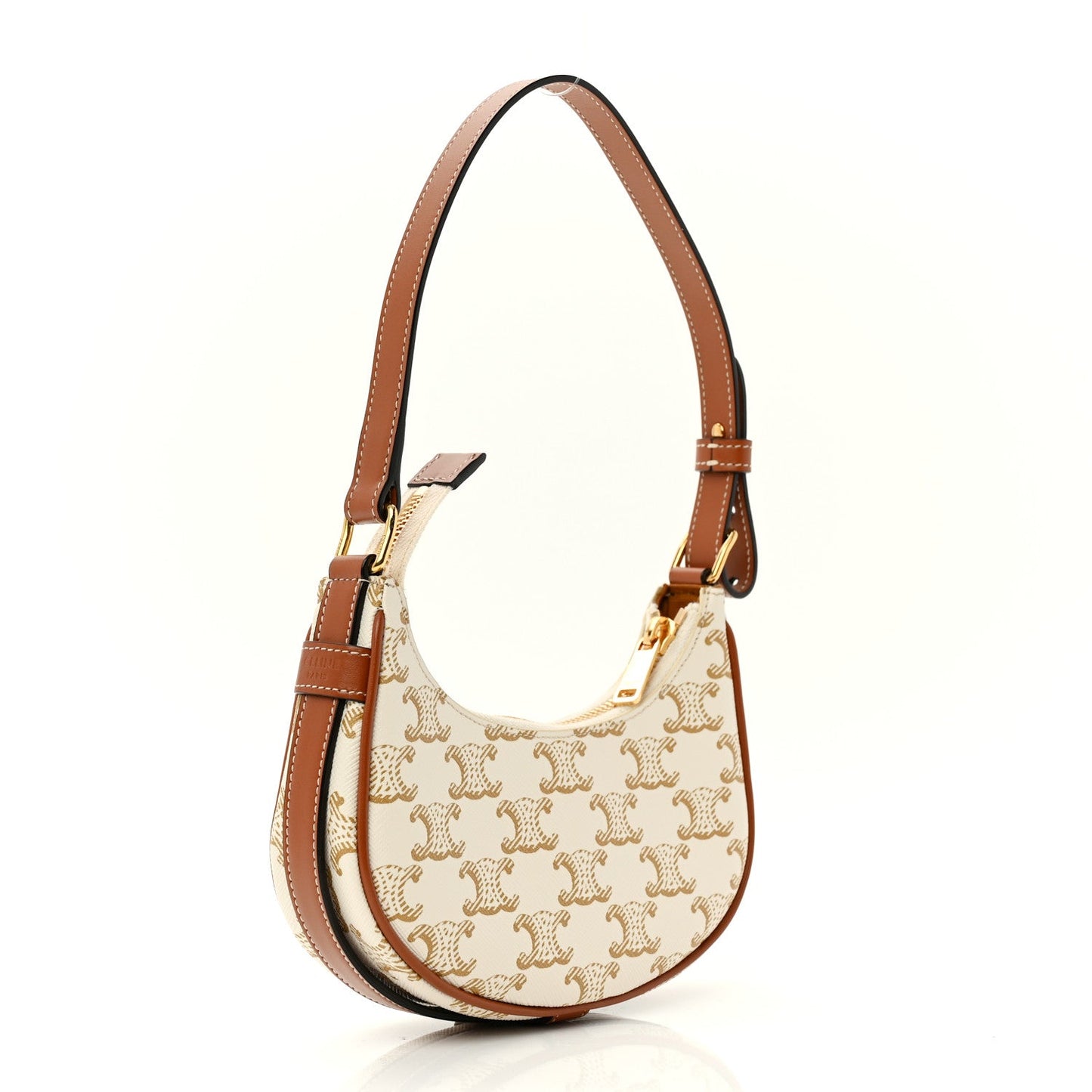 Canvas Calfskin Mini Ava Triomphe Shoulder Bag White