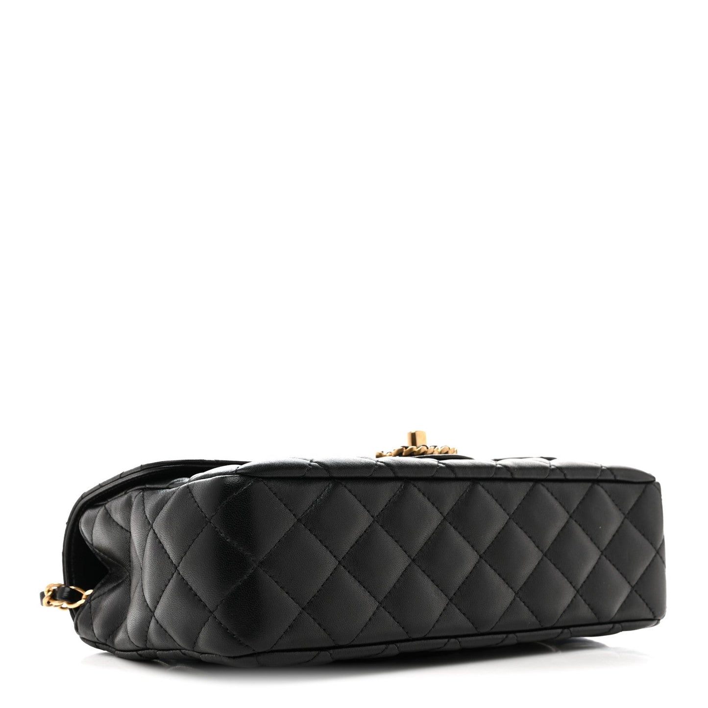 Lambskin Quilted Small Strass On Top Flap Bag Black