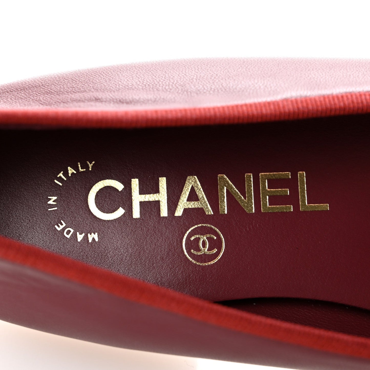 Lambskin Cap Toe CC Ballerina Flats 36 Burgundy Pink