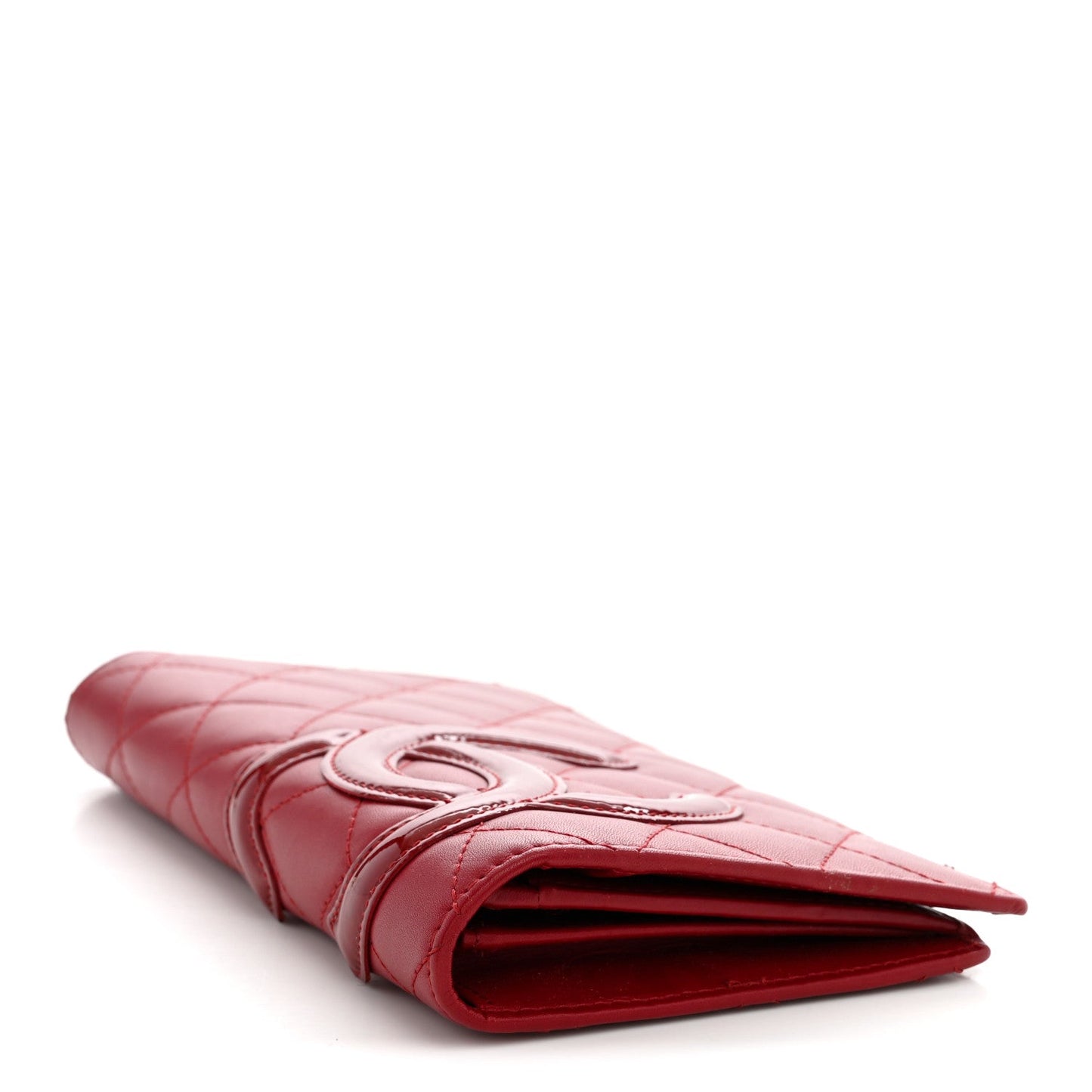 Calfskin Quilted Cambon Yen Wallet Red