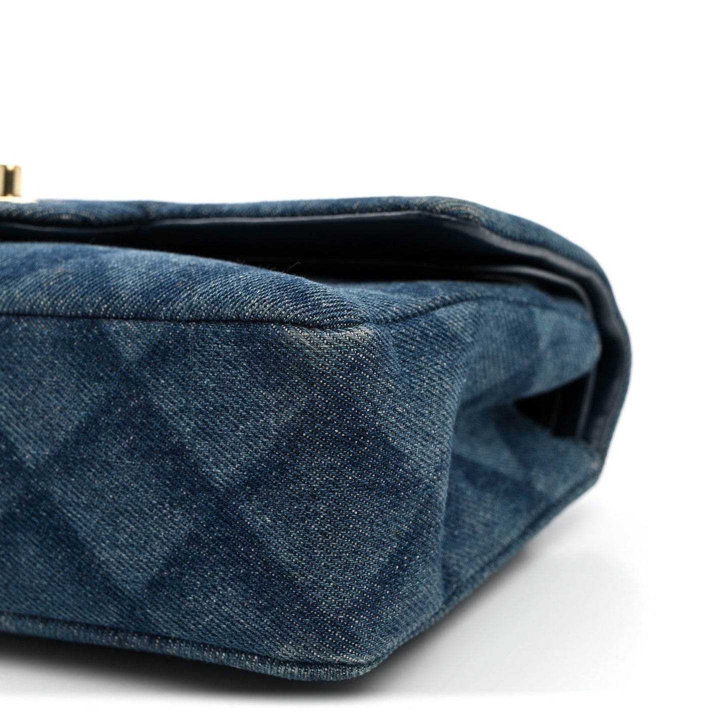 Printed Denim Quilted Small Double Flap Light Blue