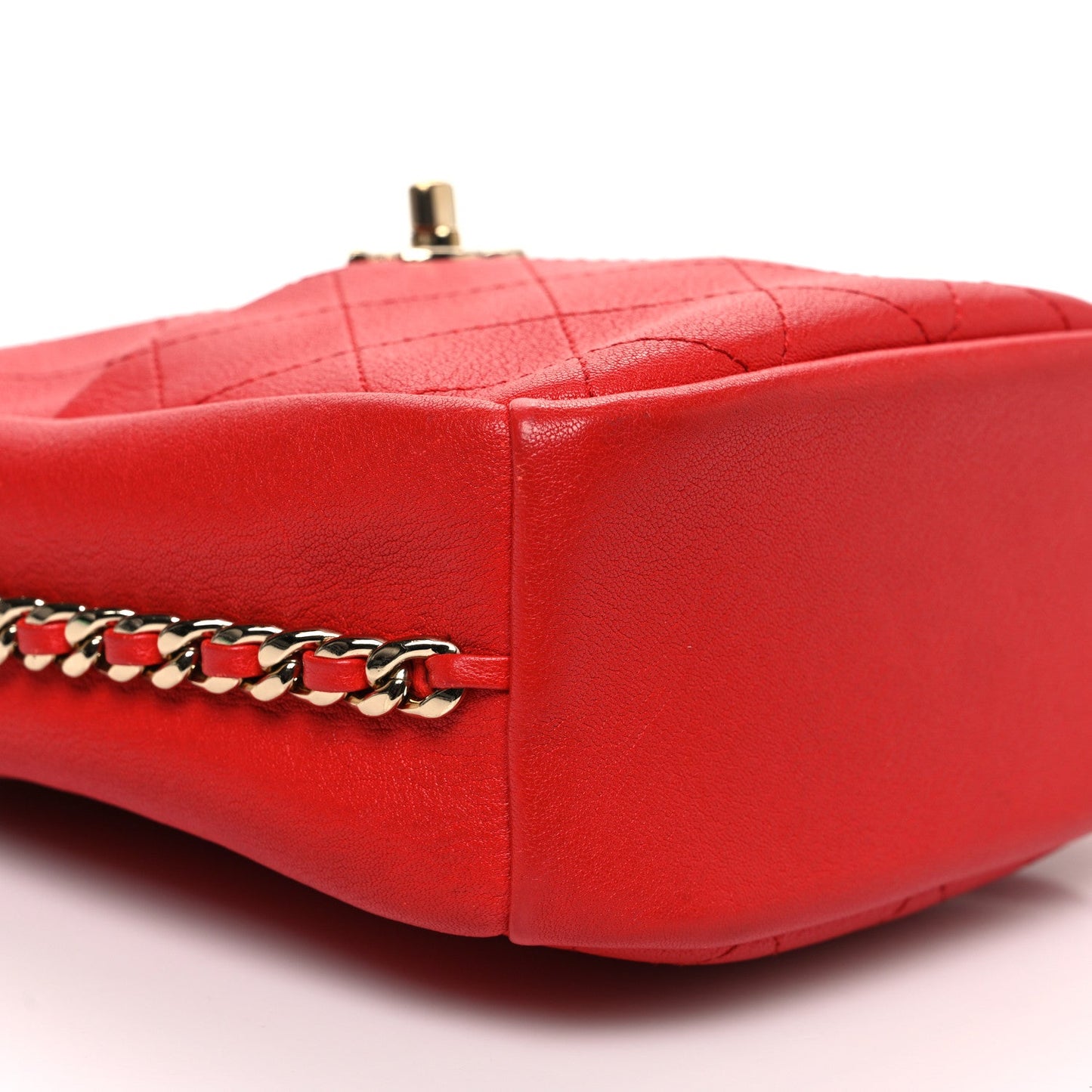 Goatskin Stitched Casual Trip North South Camera Case Red