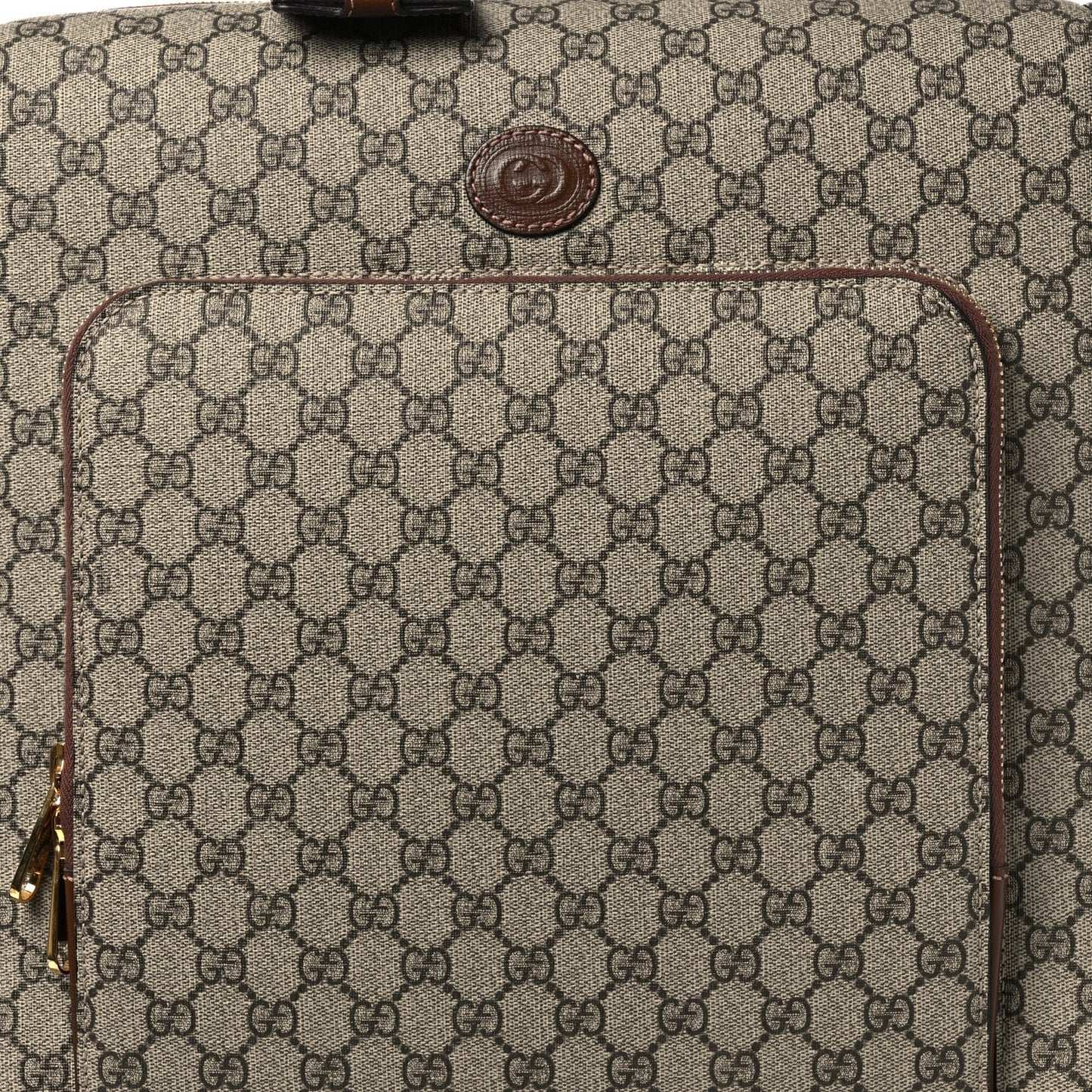 GG Supreme Monogram Azalea Calfskin Retro Interlocking G Small Savoy Cabin Trolley Beige Ebony Brown Sugar