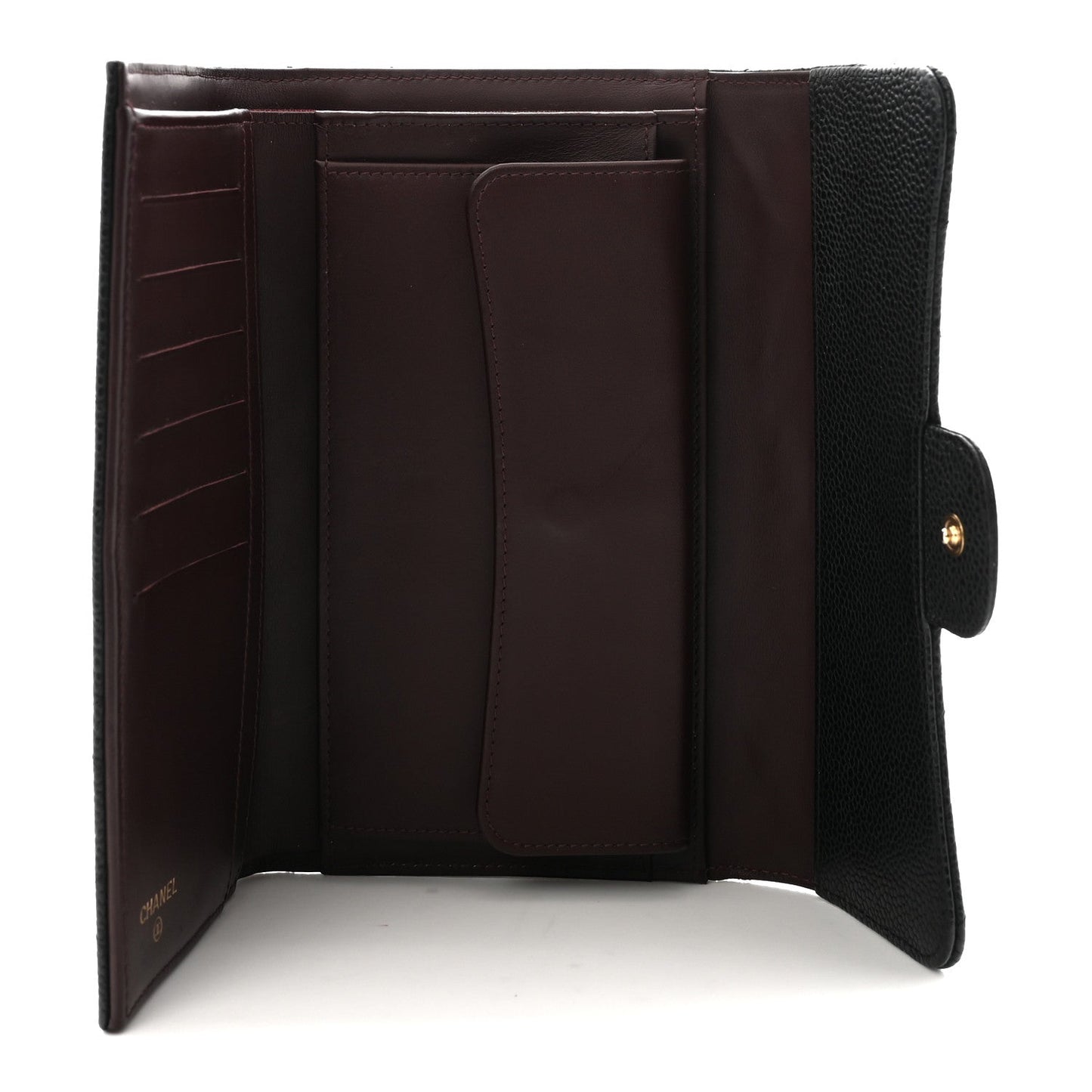 Caviar Quilted Large Flap Wallet Black