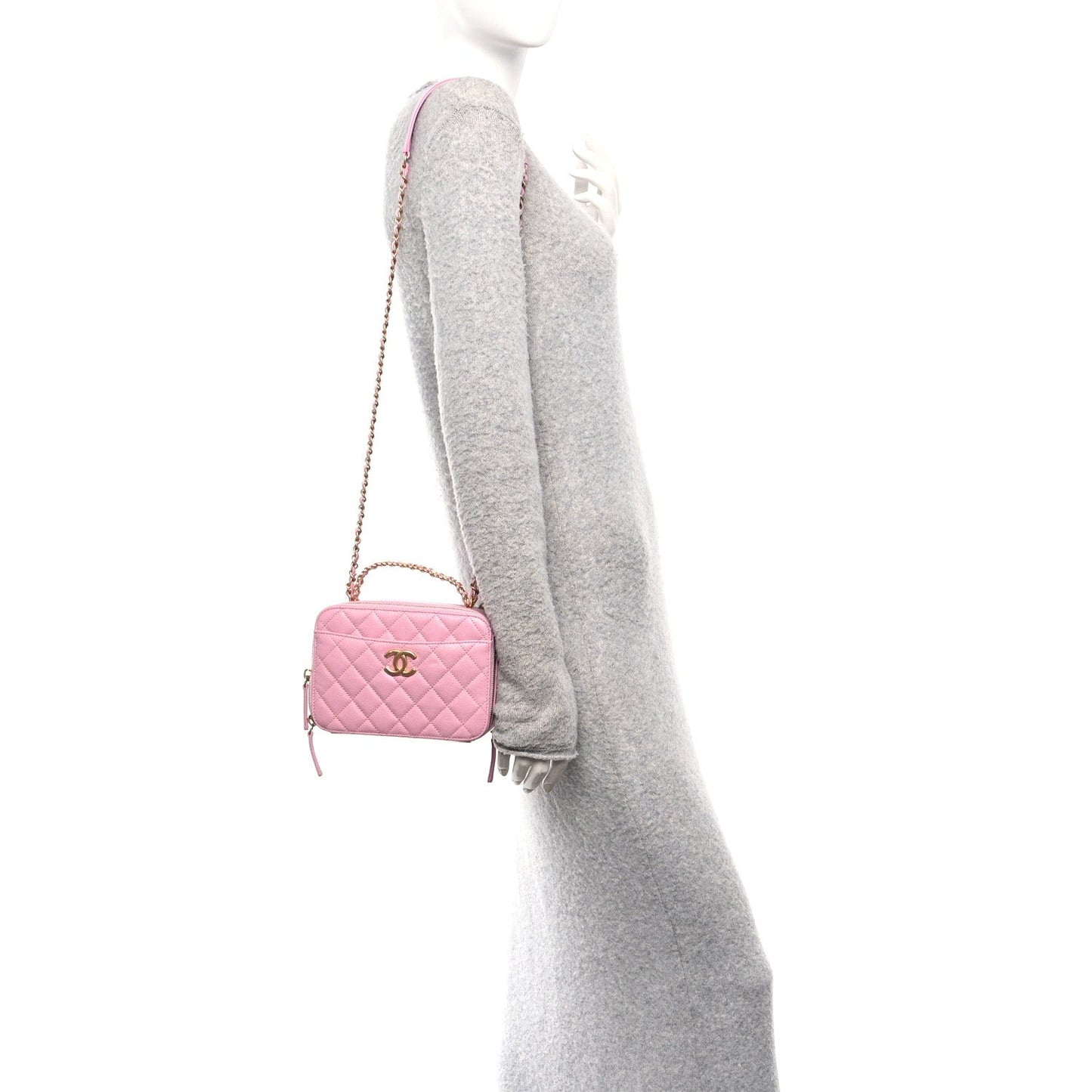 Caviar Quilted Pick Me Up Small Vanity Case Dark Pink
