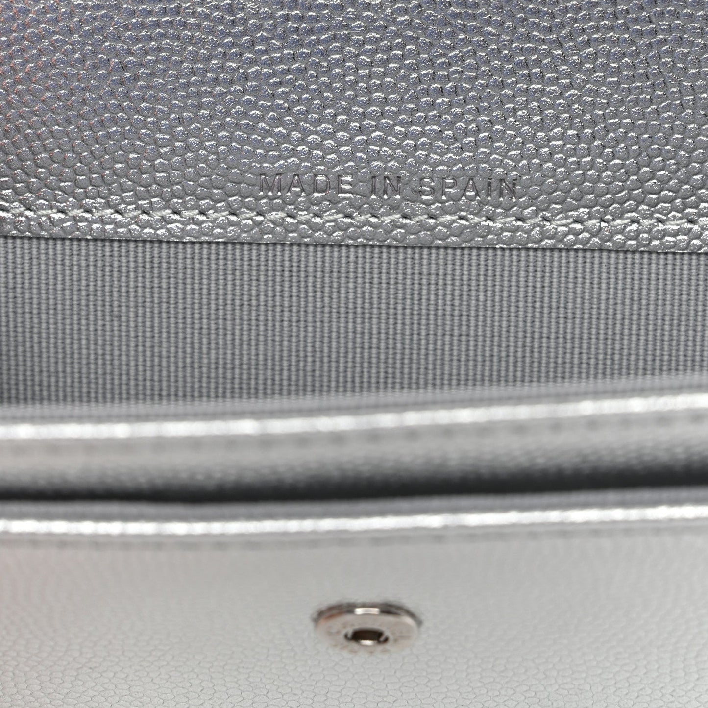 Metallic Caviar Timeless CC Flap Card Holder Silver