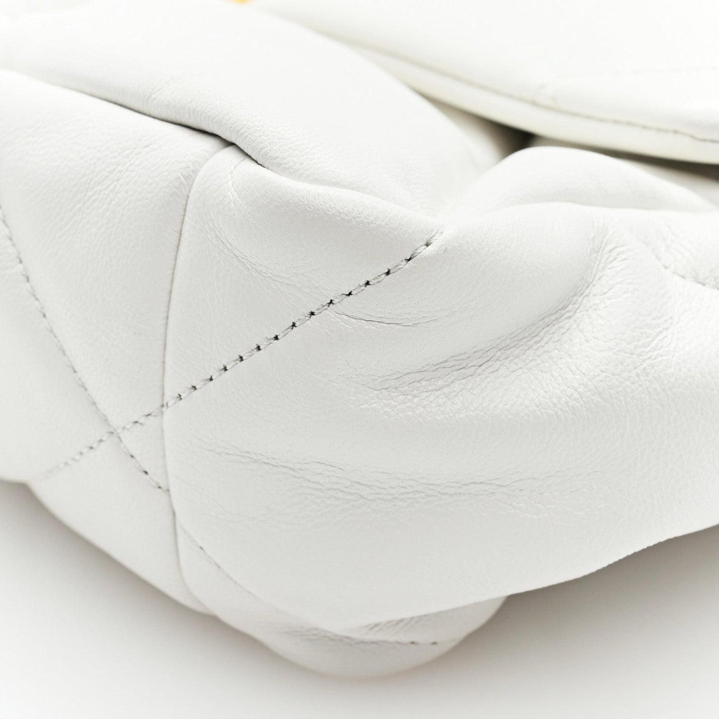 Goatskin Quilted Large Chanel 19 Flap White
