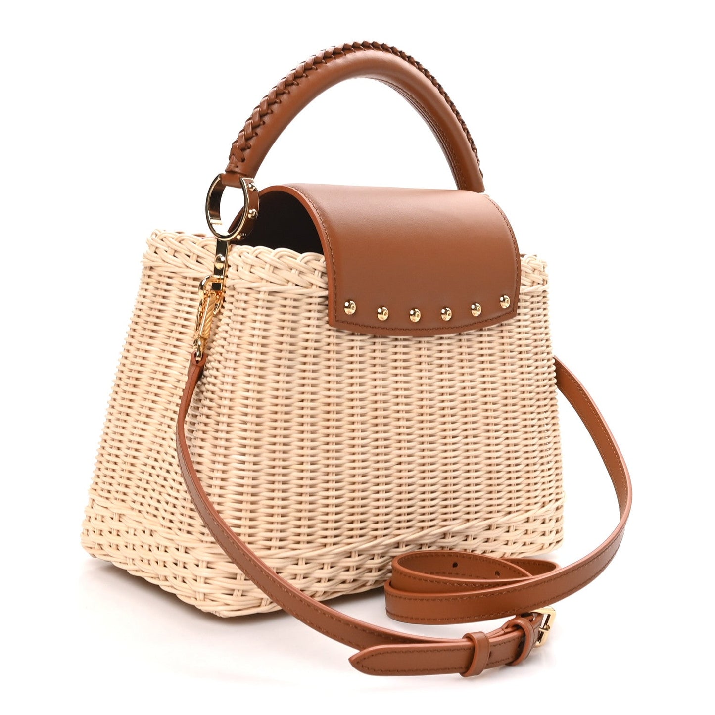 Rattan Calfskin Capucines BB Tan
