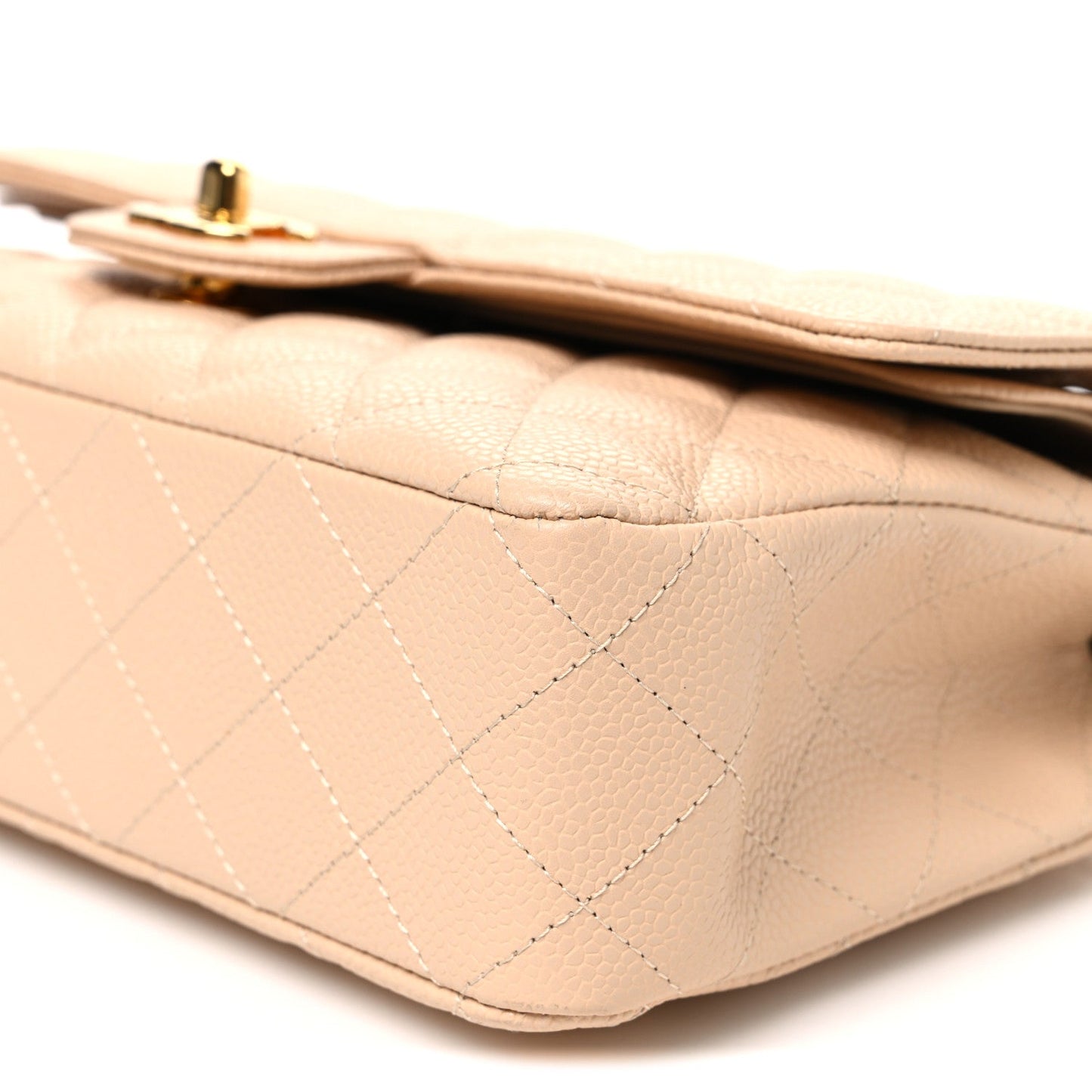Caviar Quilted Medium Double Flap Beige Beige Clair