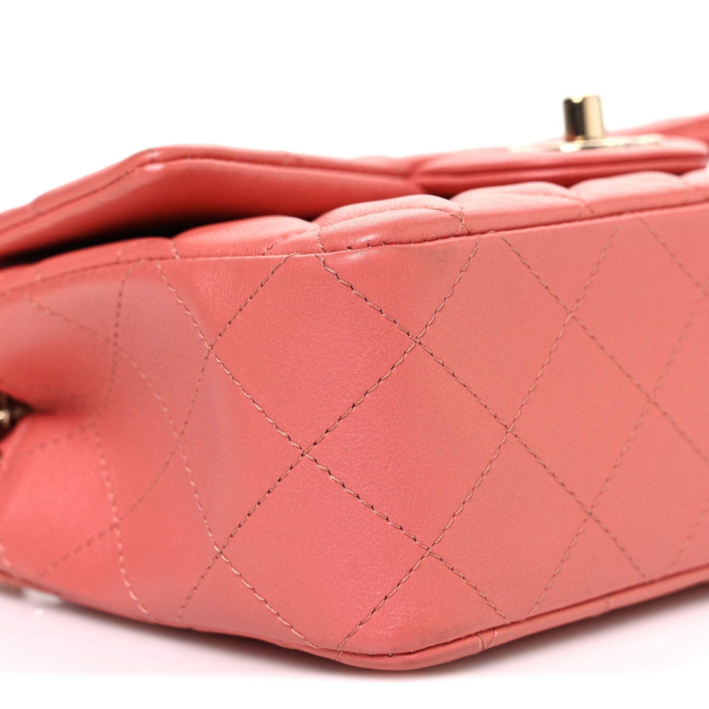 Iridescent Lambskin Quilted Mini Rectangular Flap Pink