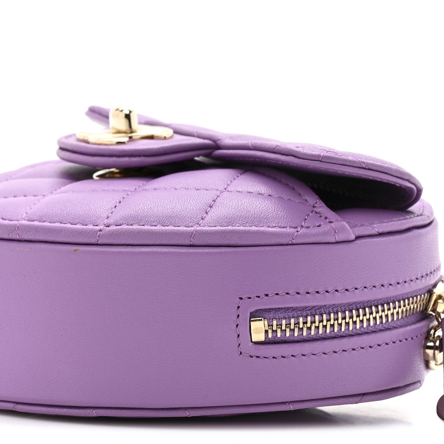 Lambskin Quilted CC In Love Heart Clutch With Chain Purple
