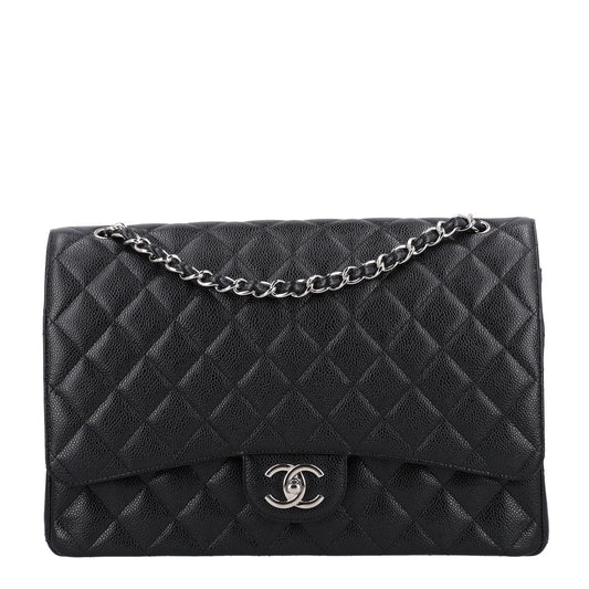 Caviar Quilted Maxi Double Flap Black
