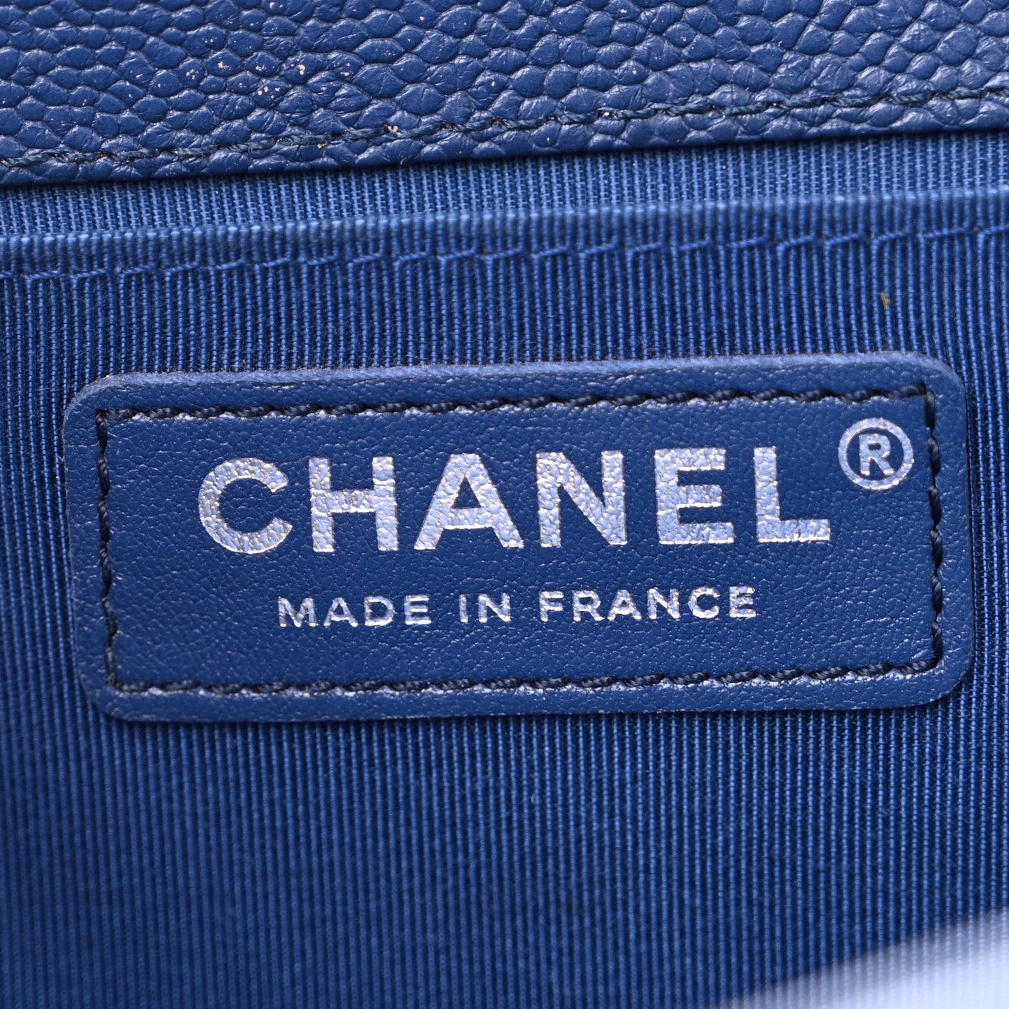 Caviar Quilted Medium Boy Flap Dark Blue