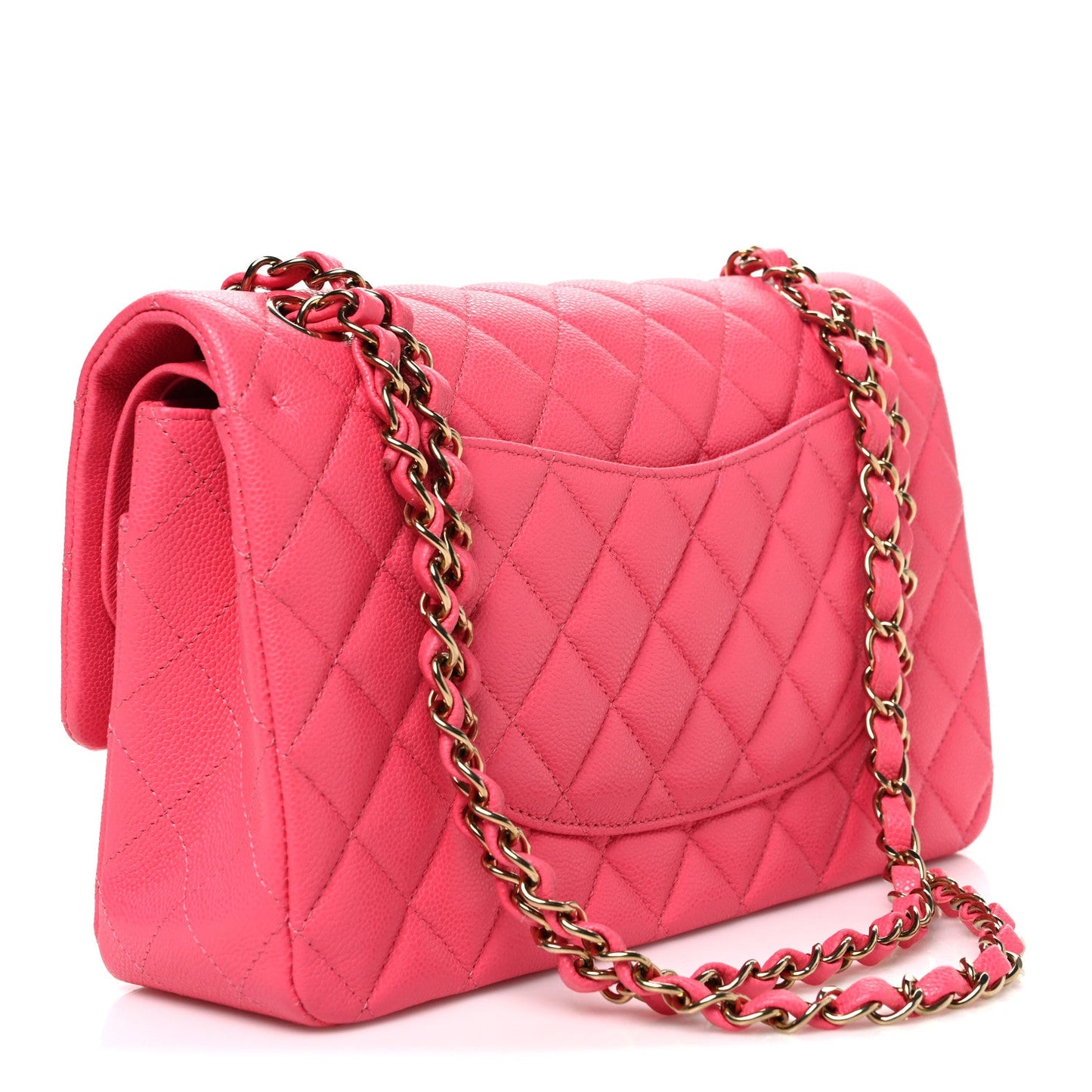 Caviar Quilted Medium Double Flap Pink