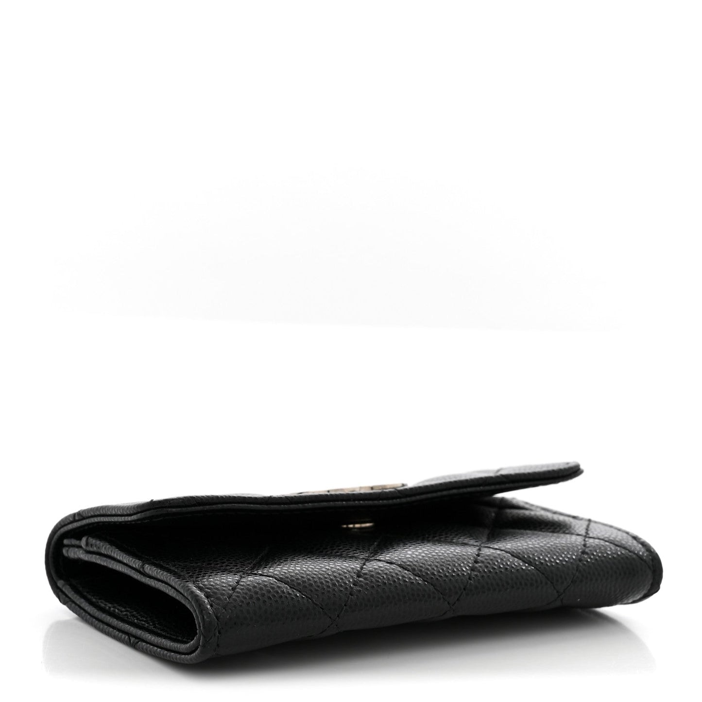 Caviar Quilted Coco Chanel Logo Flap Card Holder Black