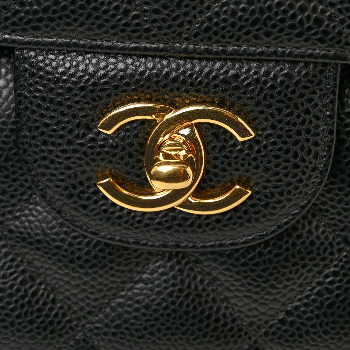 Caviar Quilted Jumbo Double Flap Black
