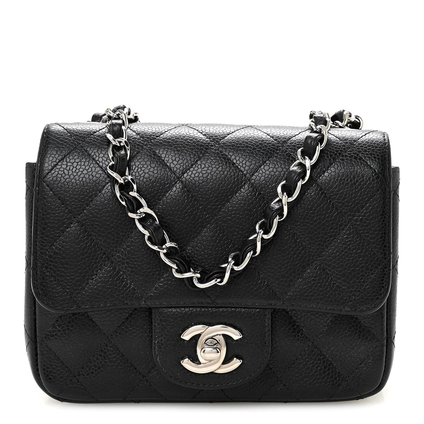 Caviar Quilted Mini Square Flap Black