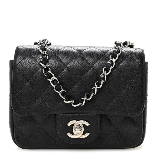 Caviar Quilted Mini Square Flap Black