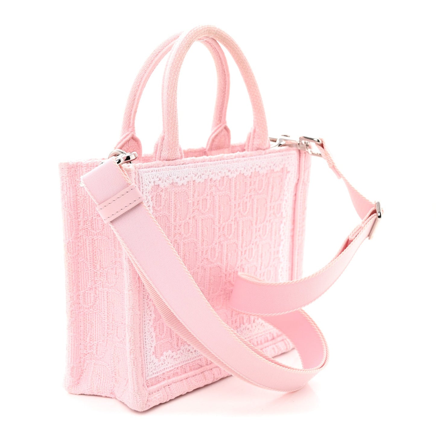 Cotton Toile De Jouy Oblique Embroidered Dior Medaillon Mini Book Tote With Strap Soupir Pink White