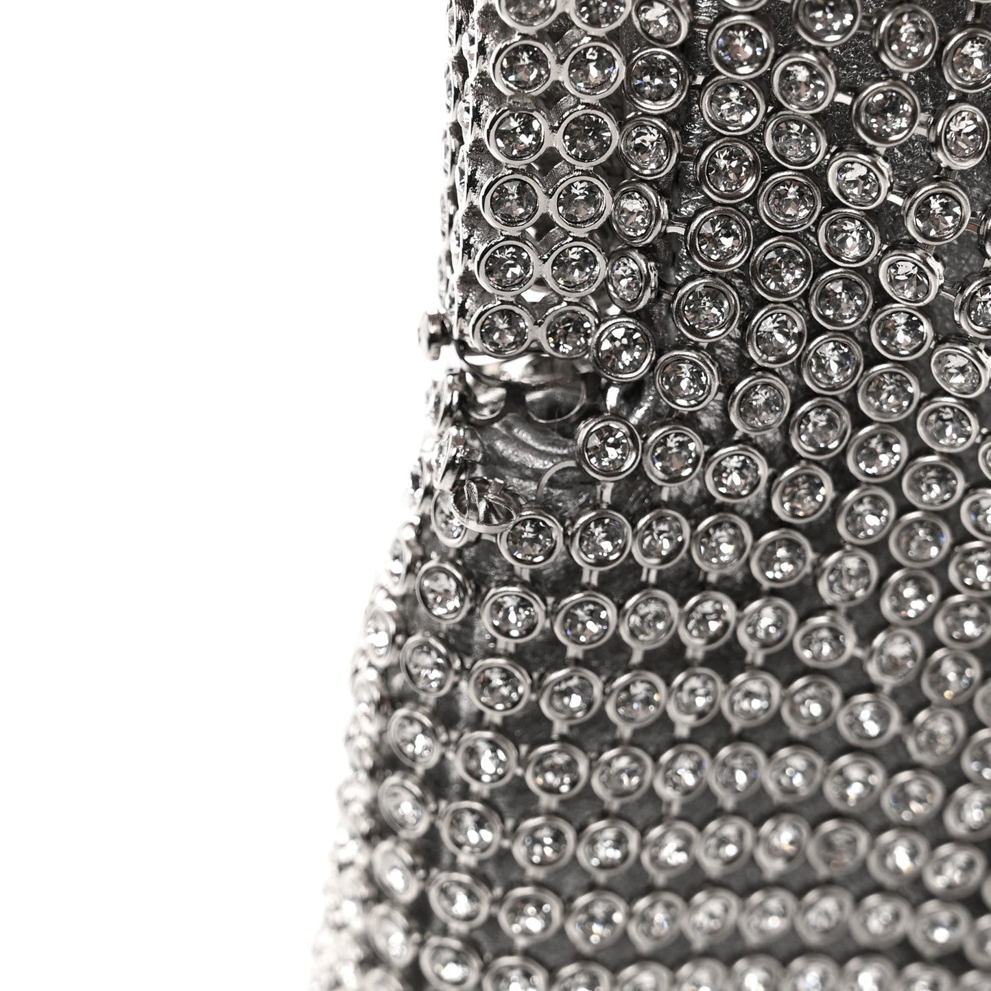 Crystal Embellished Metallic Lambskin Mini Chanel 22 Silver
