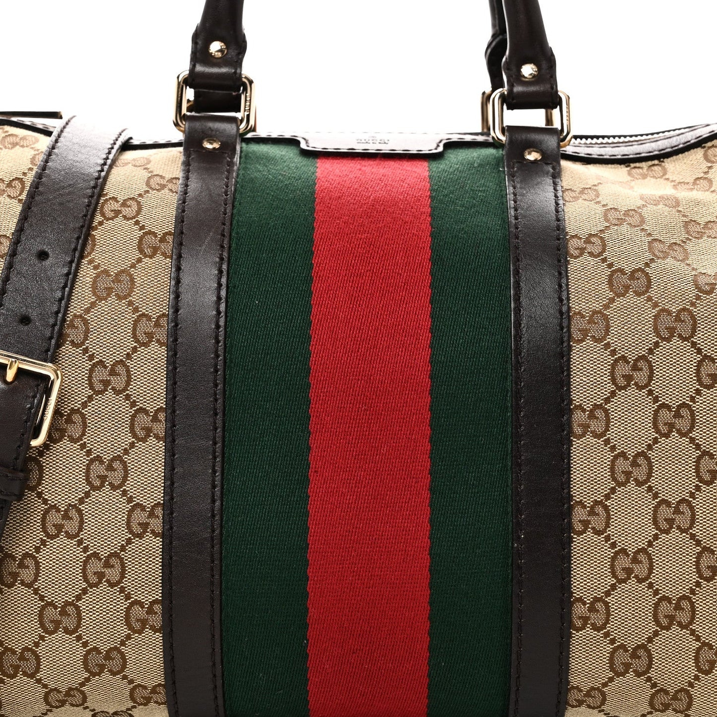 Monogram Selleria Calfskin Vintage Web Medium Boston Beige Ebony Cocoa
