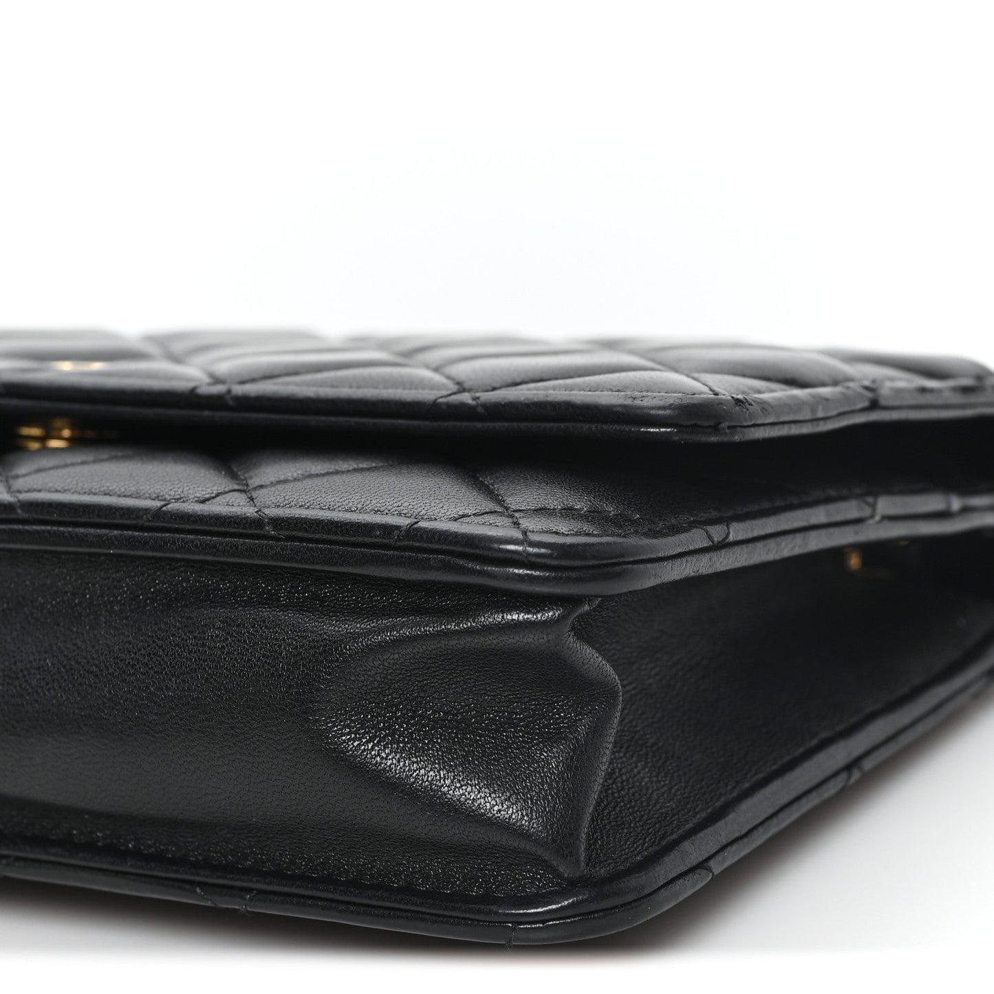 Lambskin Quilted Wallet On Chain WOC Black