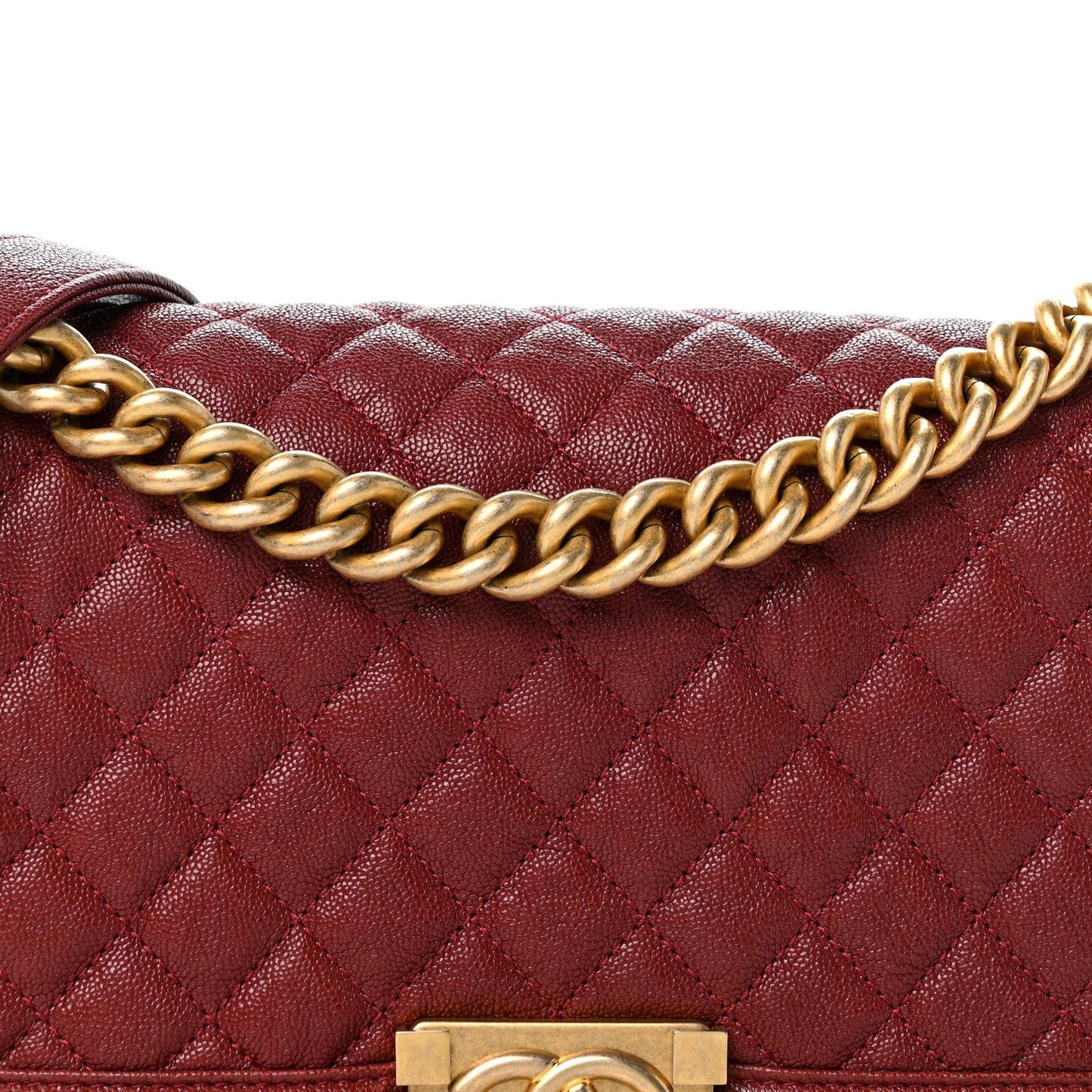 Caviar Quilted Medium Boy Flap Burgundy