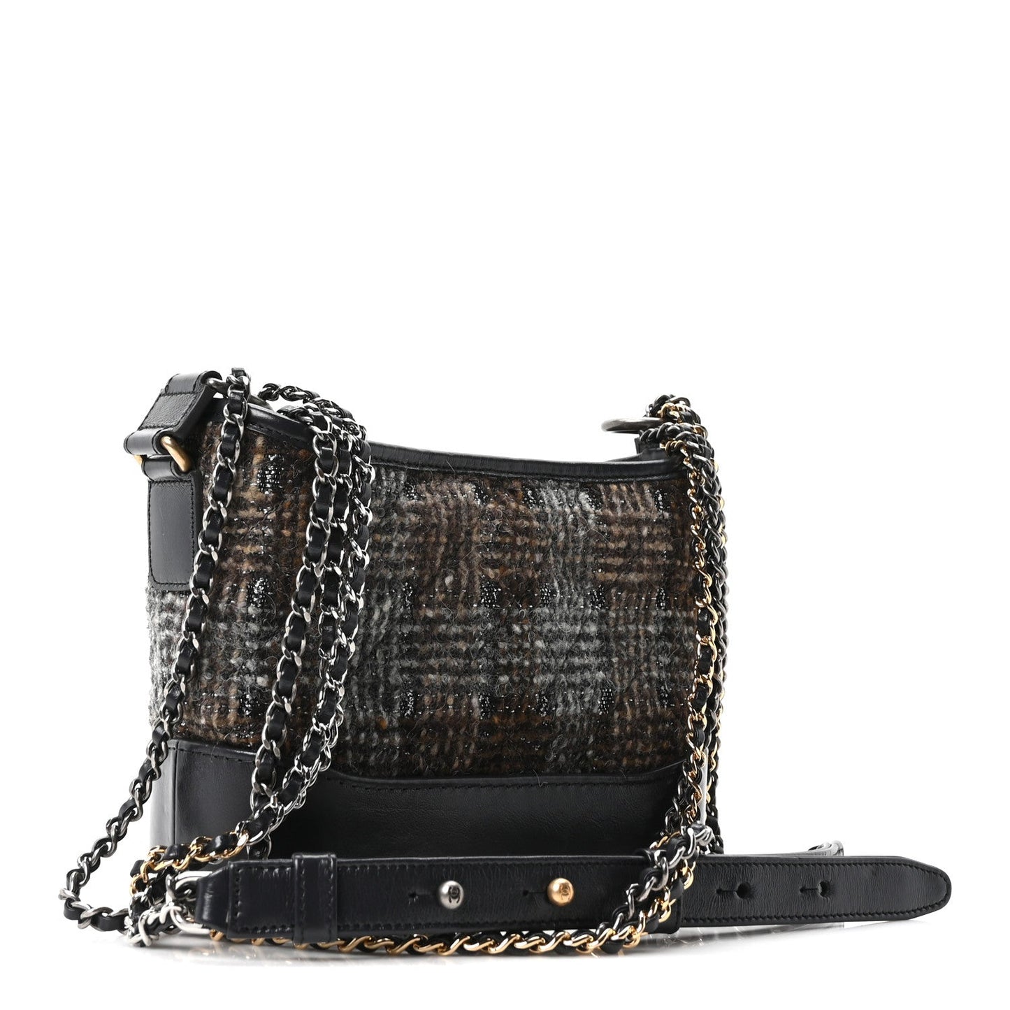 Tweed Calfskin Small Gabrielle Hobo Brown
