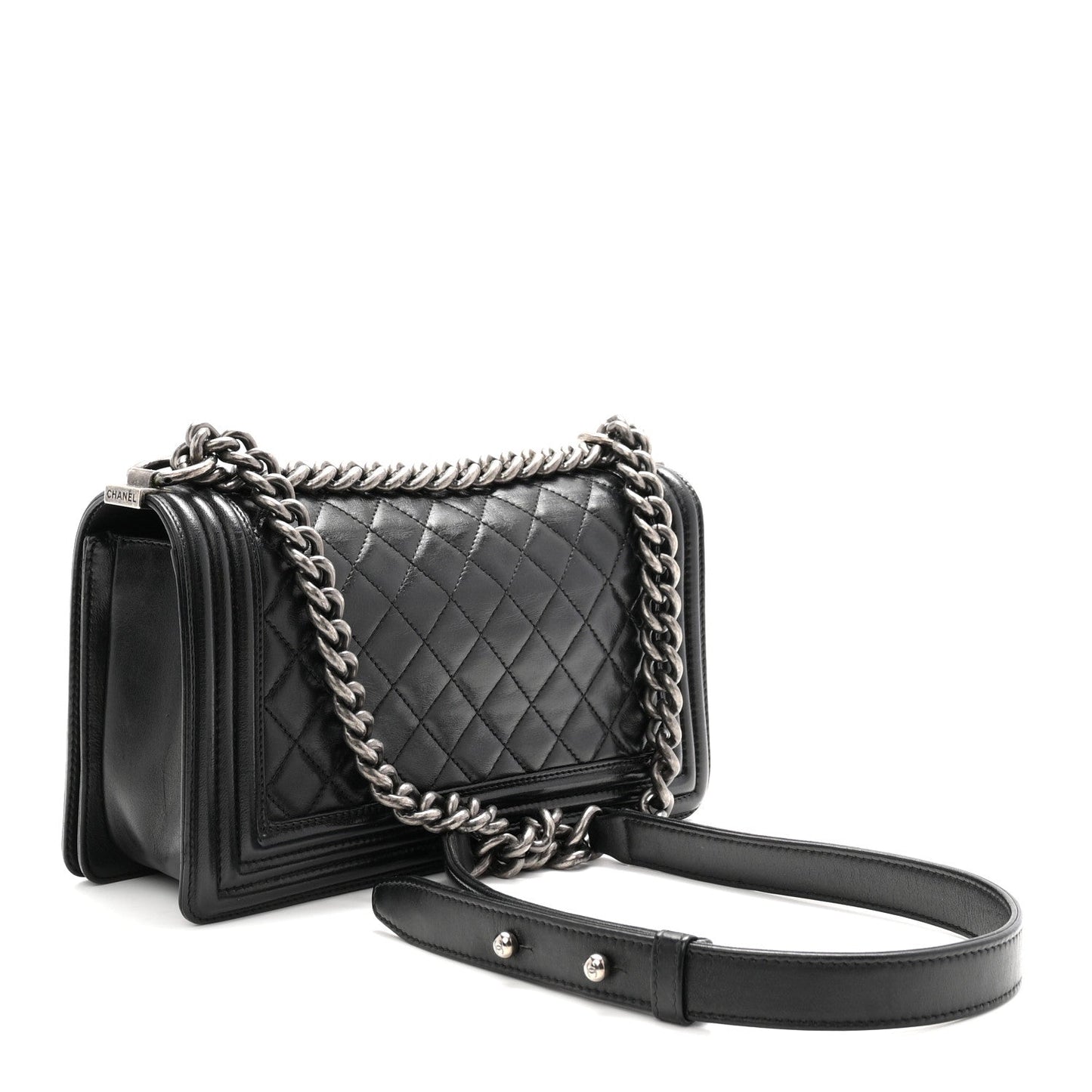 Lambskin Quilted Medium Boy Flap Black