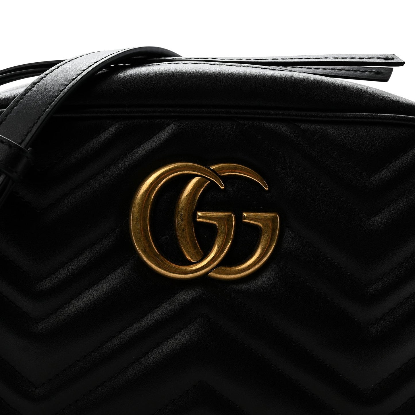 Calfskin Matelasse Small GG Marmont Chain Shoulder Bag Black