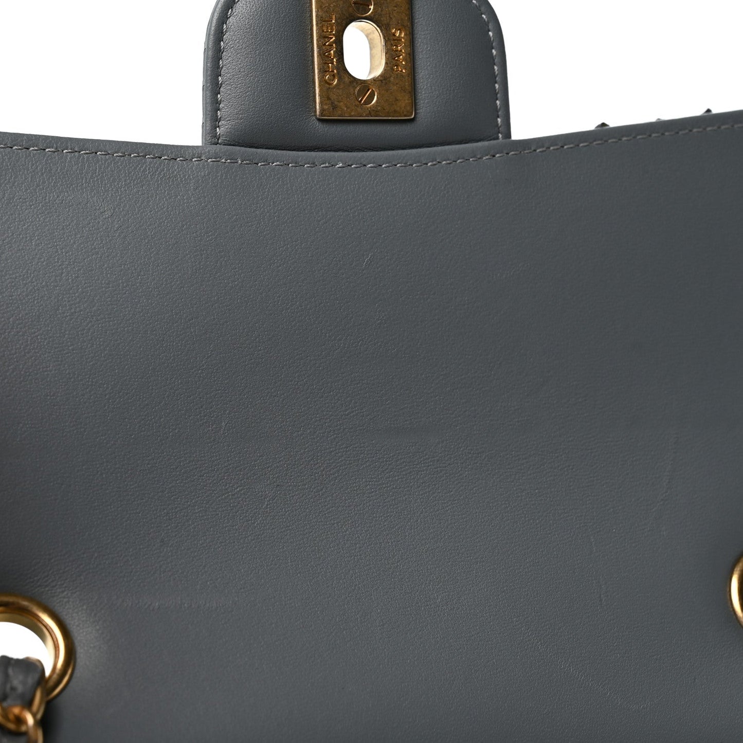 Snakeskin Mini Rectangular Flap Grey