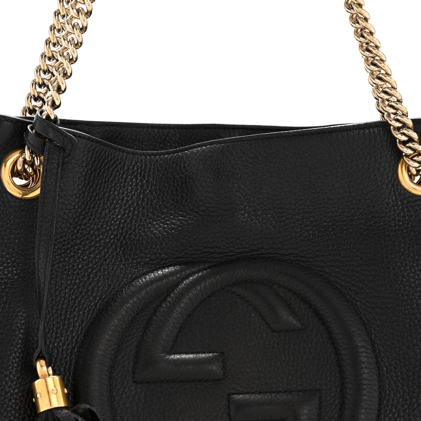 Pebbled Calfskin Medium Soho Chain Shoulder Bag Black