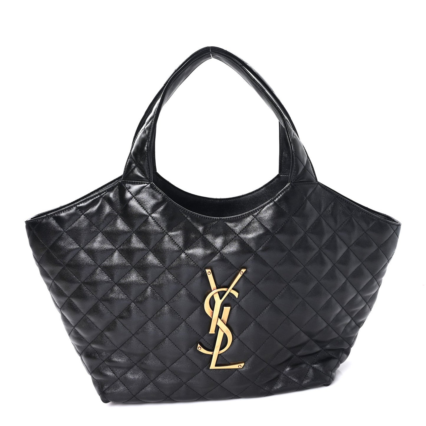 Lambskin Quilted Medium Icare Shopping Tote Black