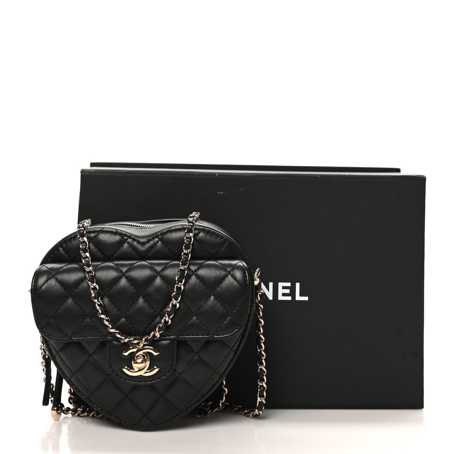 Lambskin Quilted CC In Love Heart Bag Black