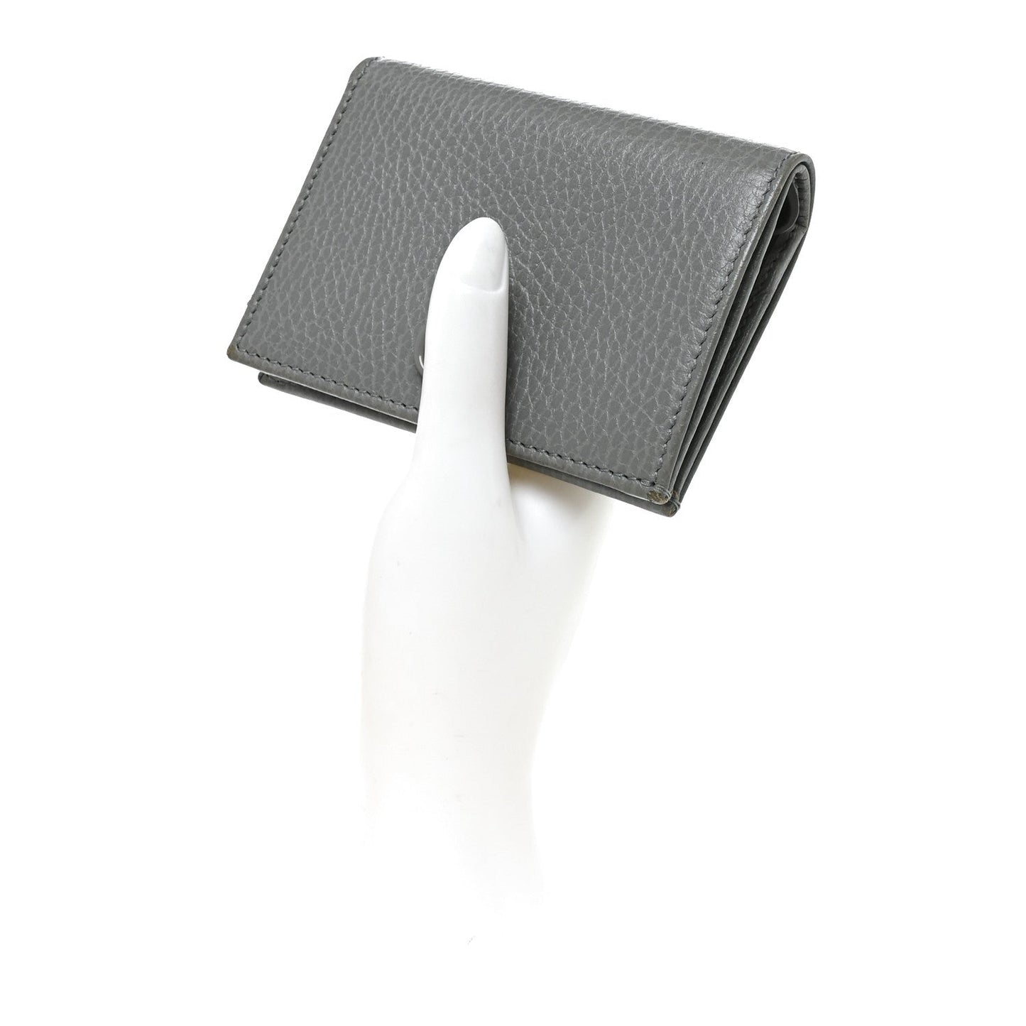 Dollar Calfskin Enamel Monochrome Medium GG Marmont Wallet Deep Grey