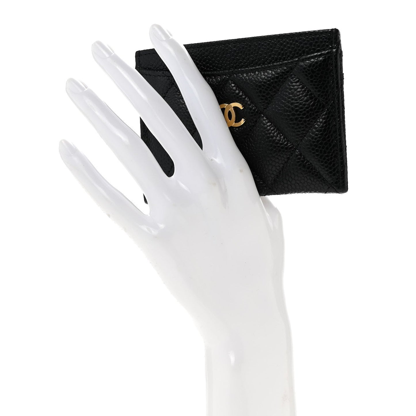 Caviar Quilted Card Holder Black
