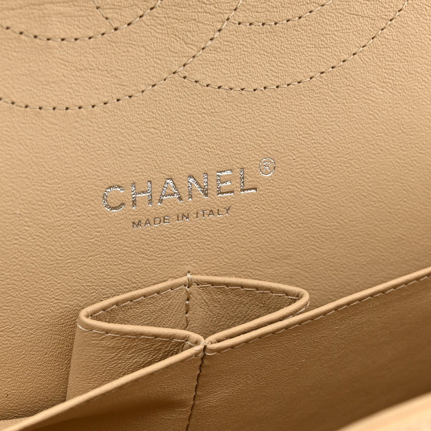 Caviar Quilted Jumbo Double Flap Light Beige
