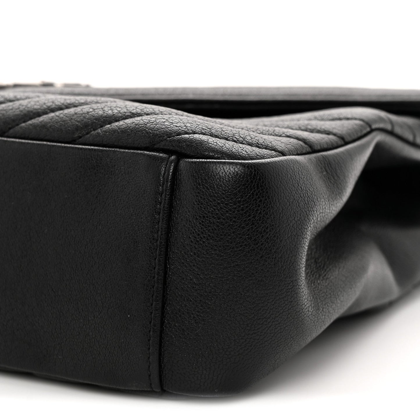 Sheepskin Matelasse Chevron Monogram Large College Satchel Black