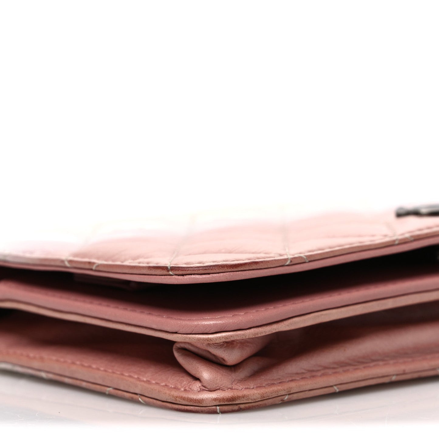 Ombre Patent Calfskin Quilted Wallet on Chain WOC Pink White