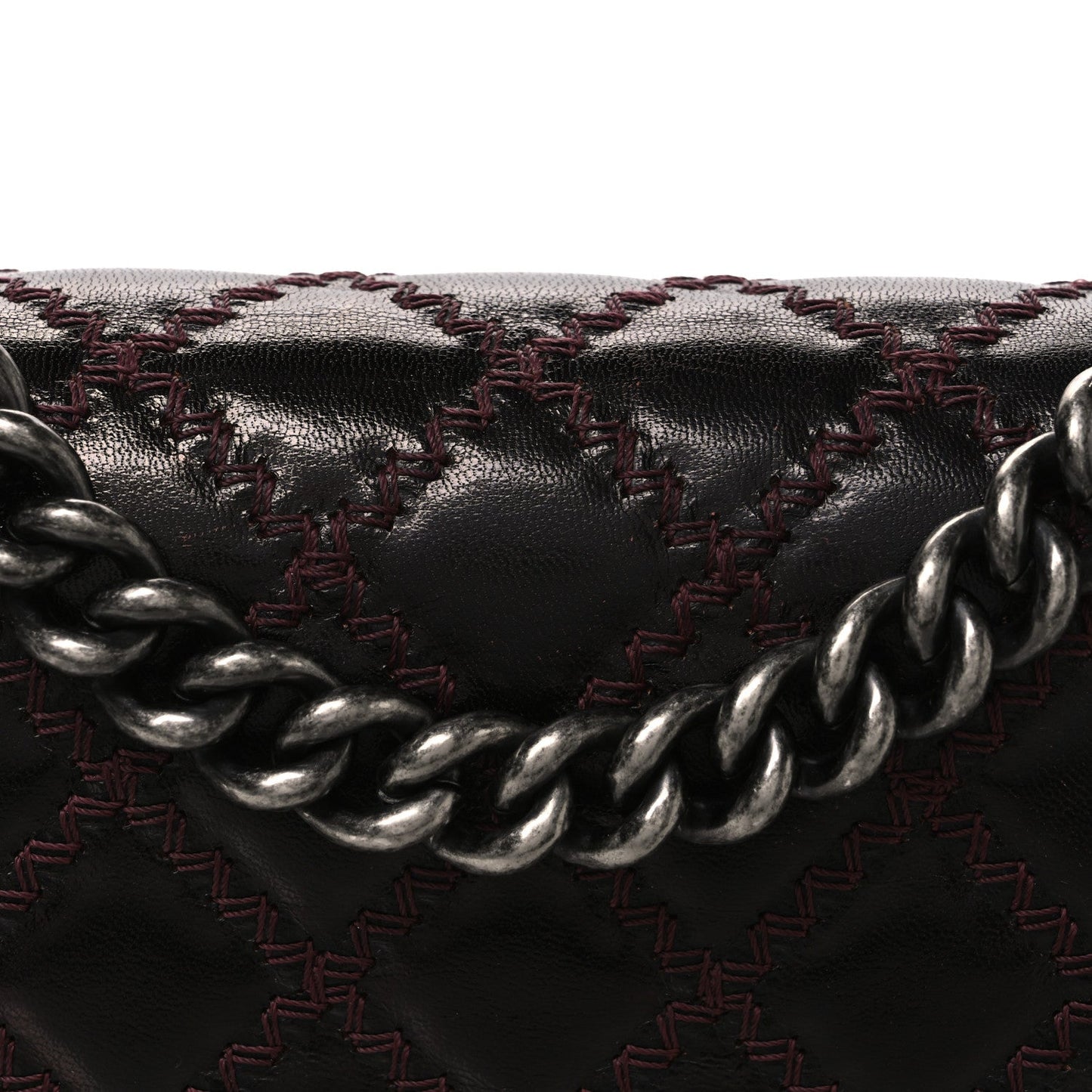 Goatskin Quilted New Medium Boy Handle Flap Burgundy