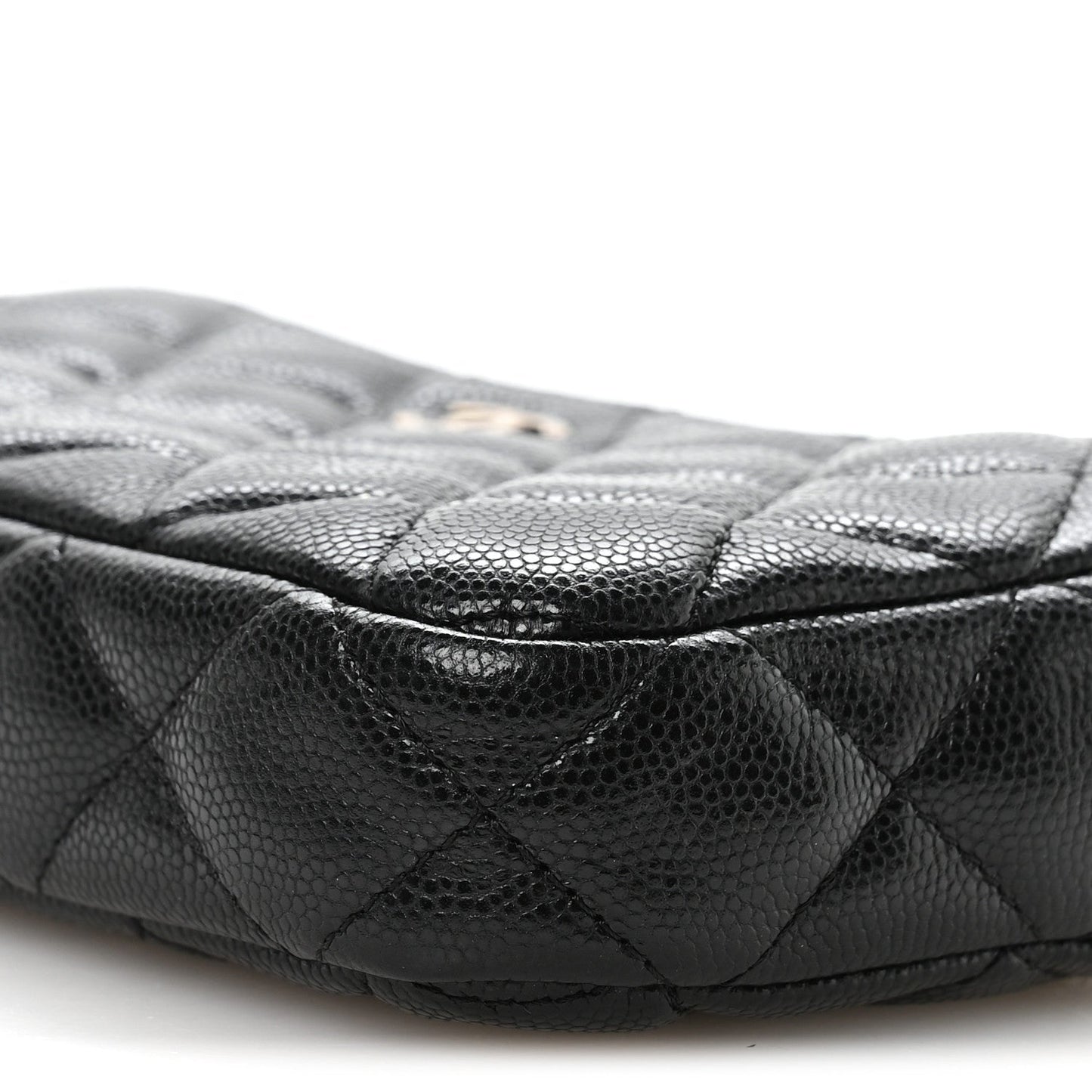 Caviar Quilted Small Clutch With Chain Black