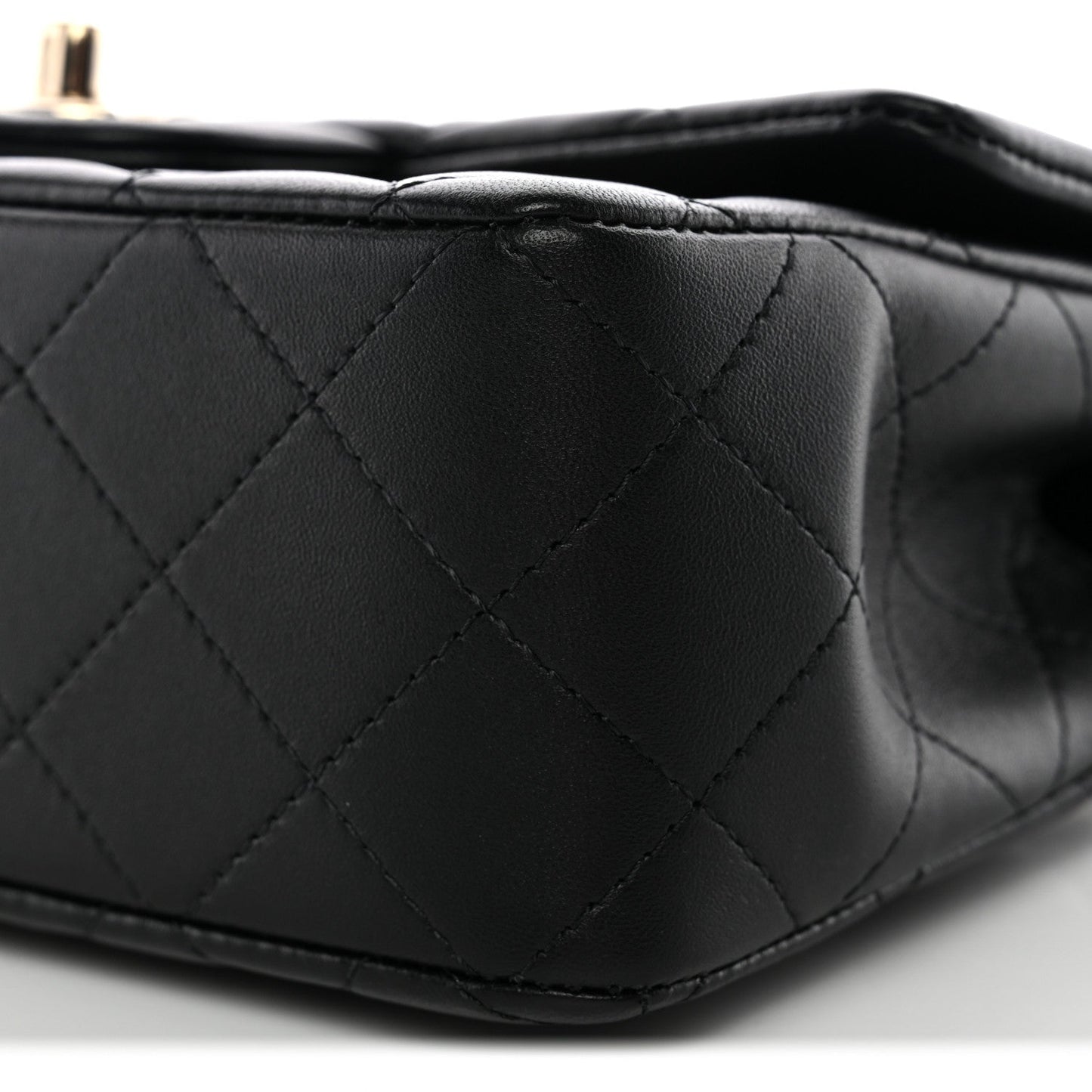 Lambskin Quilted Mini Top Handle Rectangular Flap Black