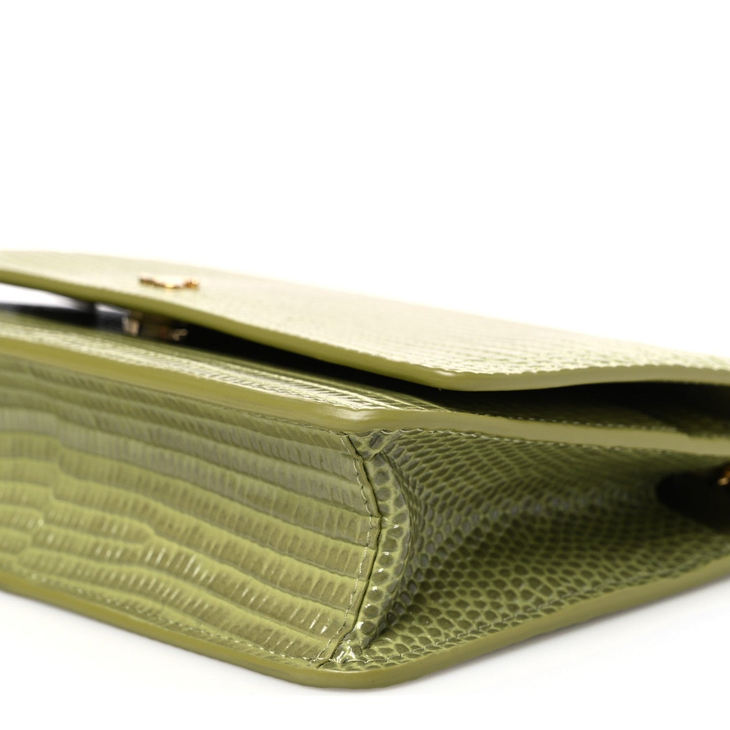 Calfskin Lizard Embossed Wallet On Chain WOC Green