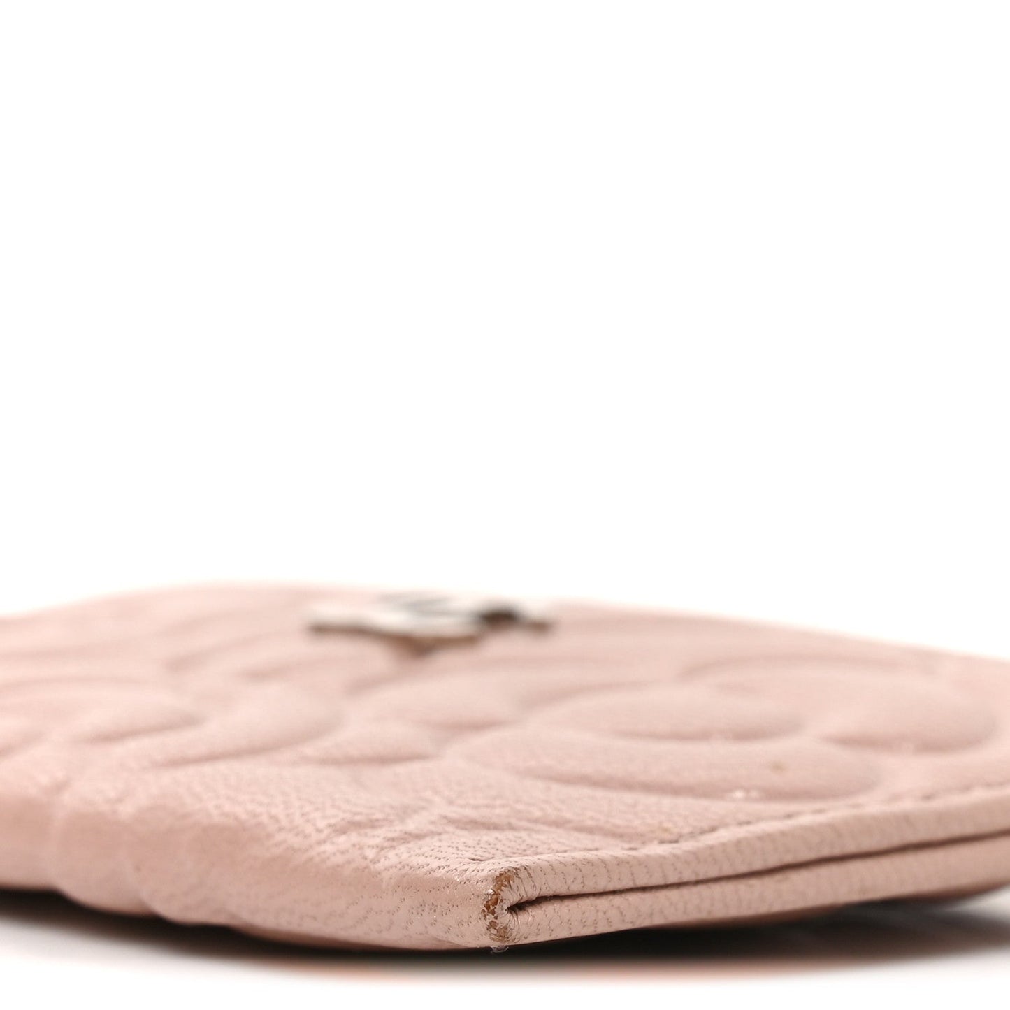Goatskin Camellia Embossed Card Holder Light Pink