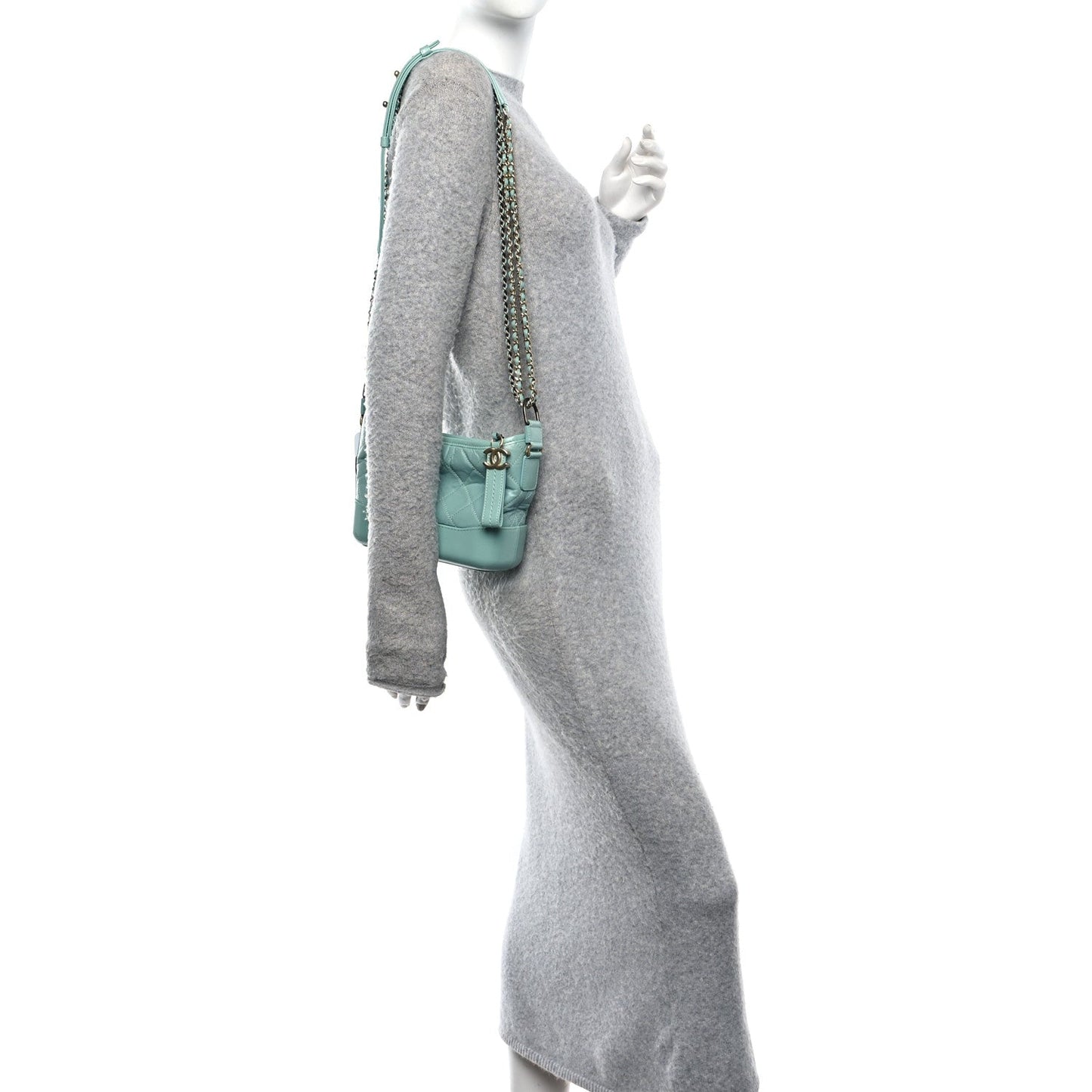 Aged Calfskin Quilted Small Gabrielle Hobo Green